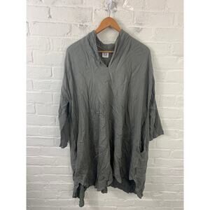 Kenworthy Women's V-Neck Pullover Top Blouse 3/4 Sleeve Gray Size Medium